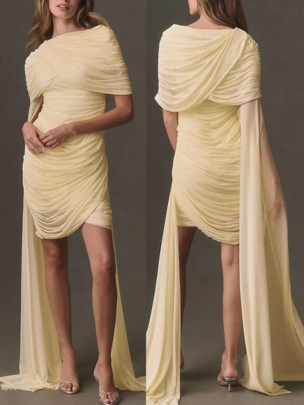 Deme by Gabriella Nicola Dress Butter Yellow Draped Mini NWT Size XL